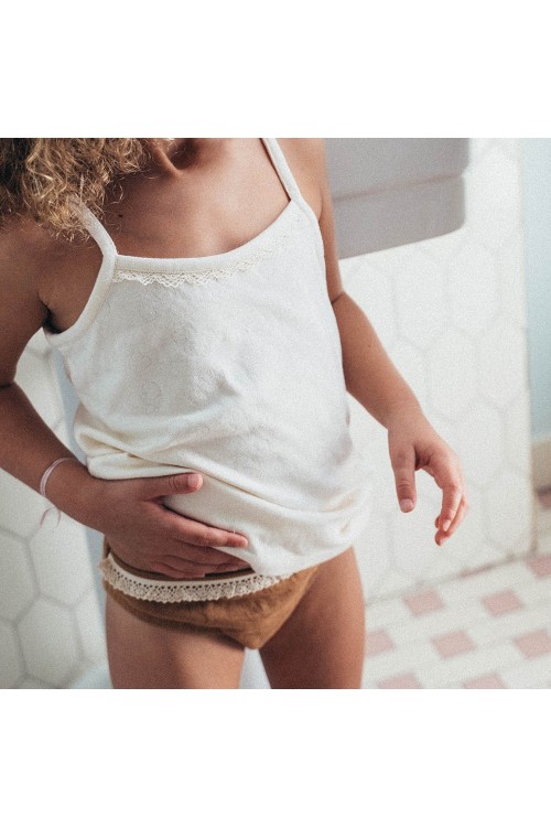 culotte fille Sous-vêtements 100% coton bio blanc pour 2-14 ans - Risu-Risu