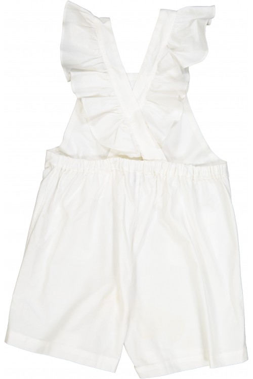 girls white organic cotton floria overalls