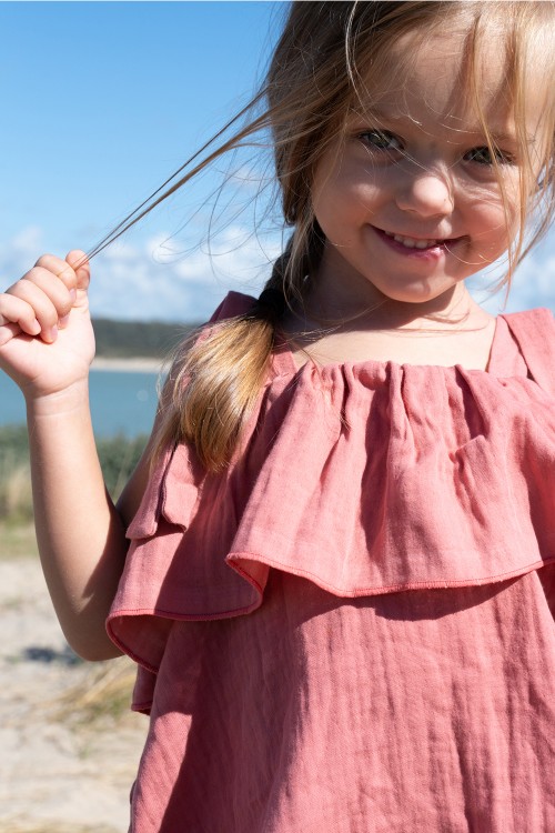 organic cotton girl's summer pyjamas red risu risu