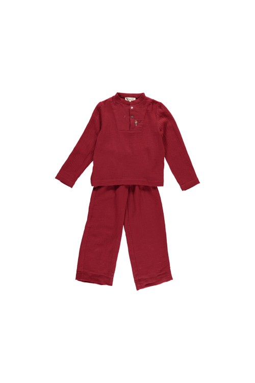 pyjamas child organic gauze red