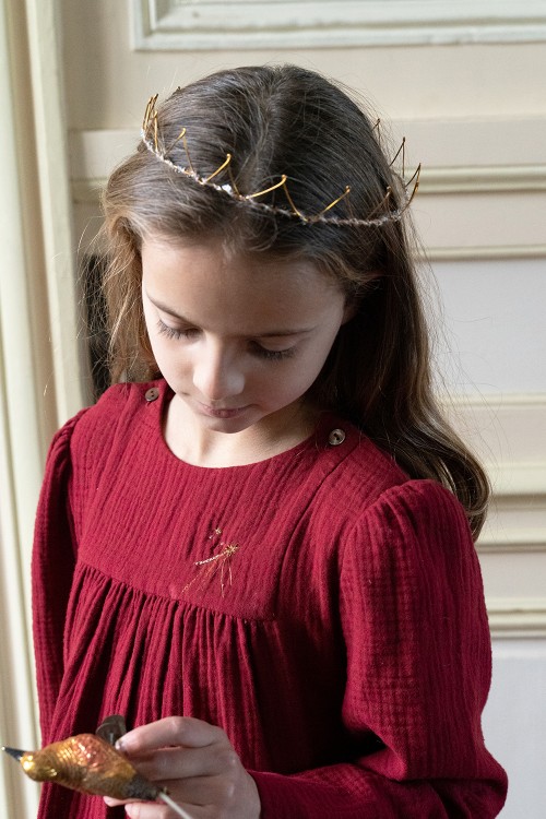 barrette enfant fille farfalla en coton bio marron fait main en France -  Risu-Risu