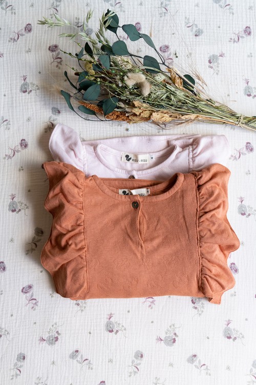 t shirt rosy fille coton bio rose