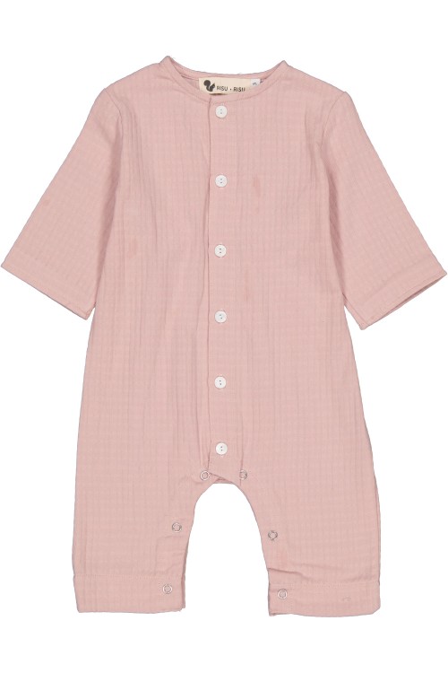 organic cotton gauze pink baby cosi jumpsuit