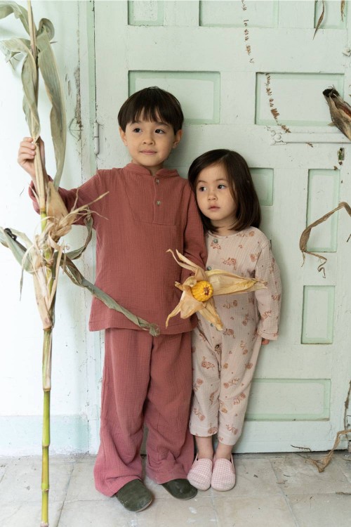 organic cotton red paprika children deli pyjamas organic safran winter