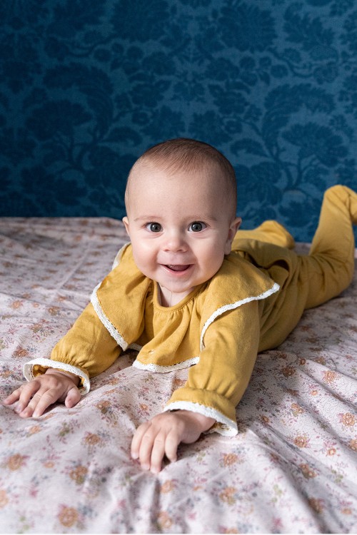 organic cotton winter baby yellow pyjamas