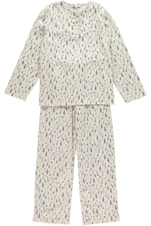 Pyjama femme Orphee blanc à imprimé lavande