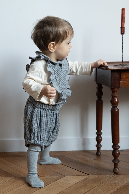 Gray baby jumpsuit with checks