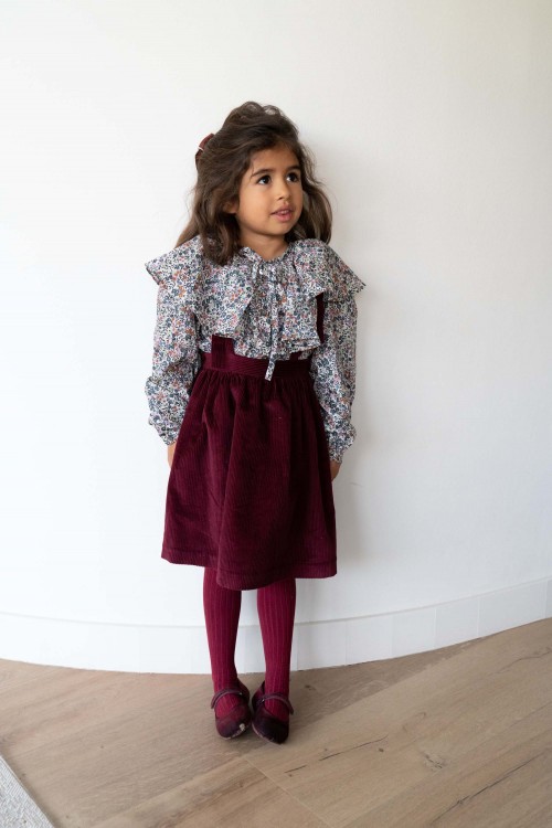 Nouée girl's skirt, burgundy