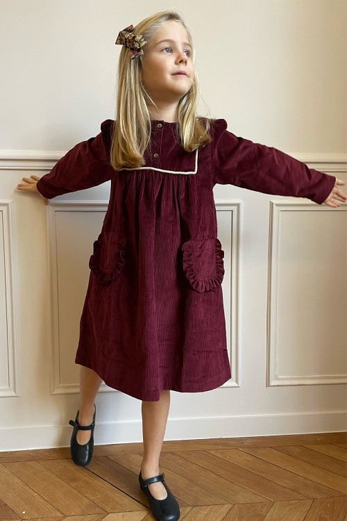 robe de fetes fille velours rouge