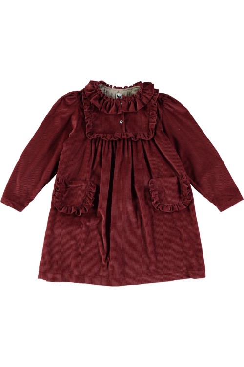 Robe fille Cousine en velours rouge