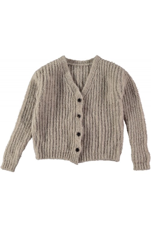 Cardigan enfant Nolo laine épaisse écrue hiver