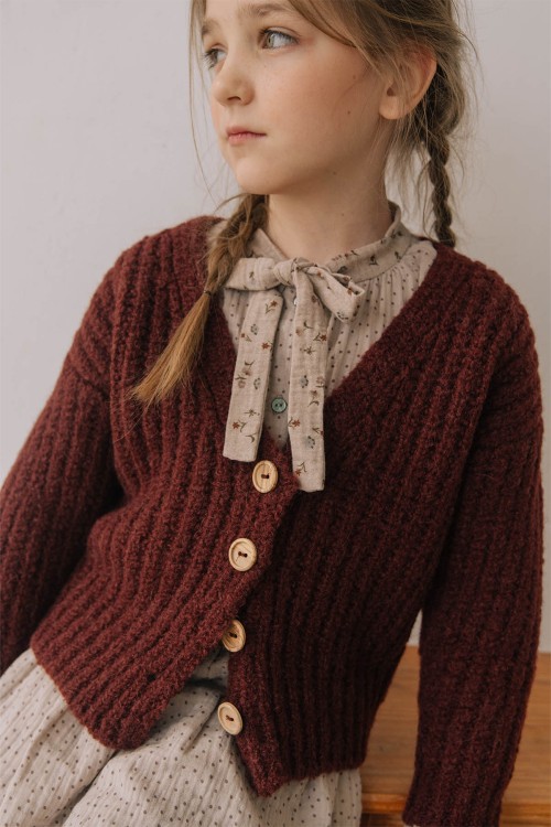 cardigan hiver en pure laine bordeaux