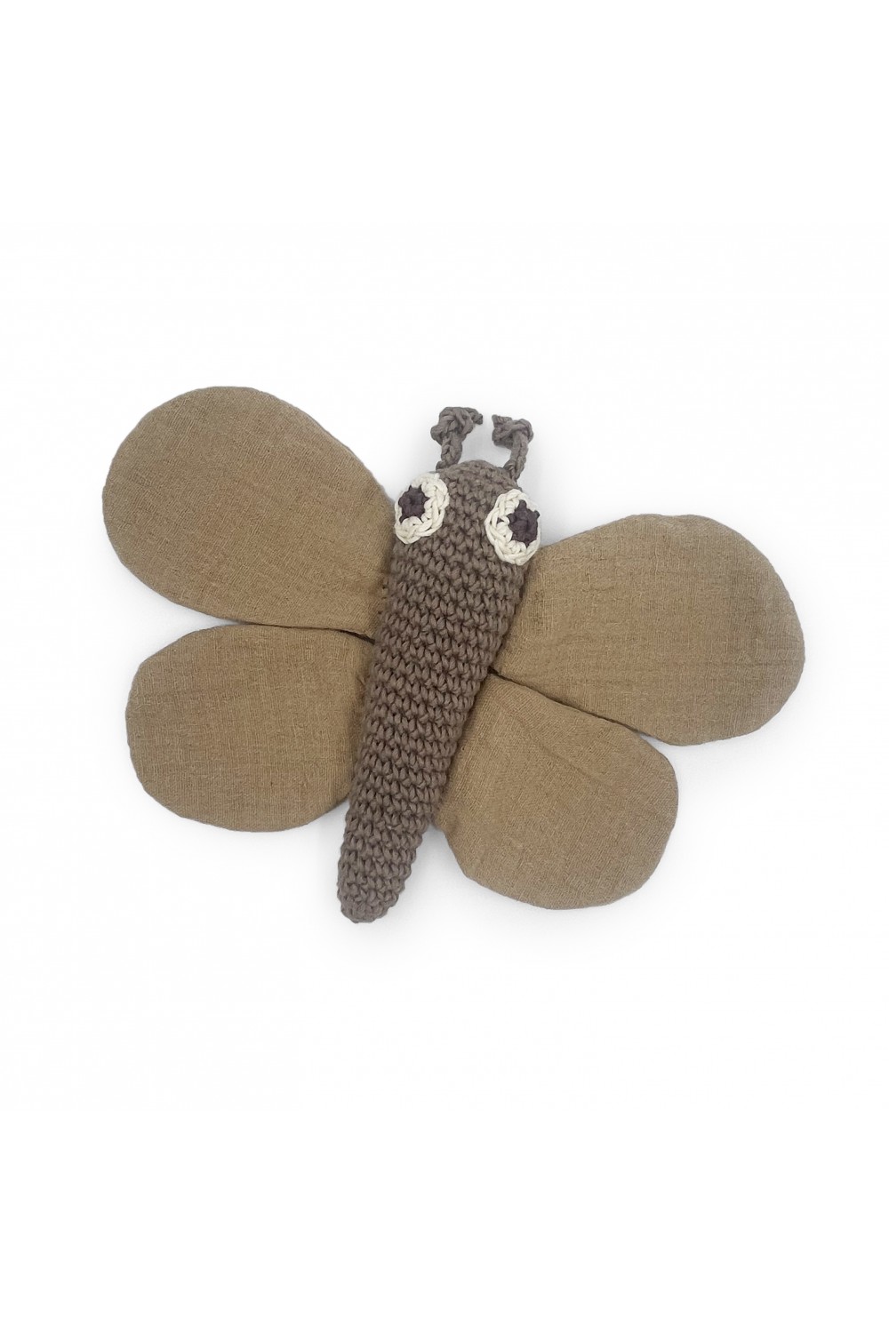 Brown butterfly rattle & blanket in organic cotton N.1