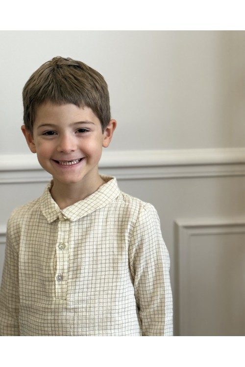 narcisse boy's winter shirt in off white cotton