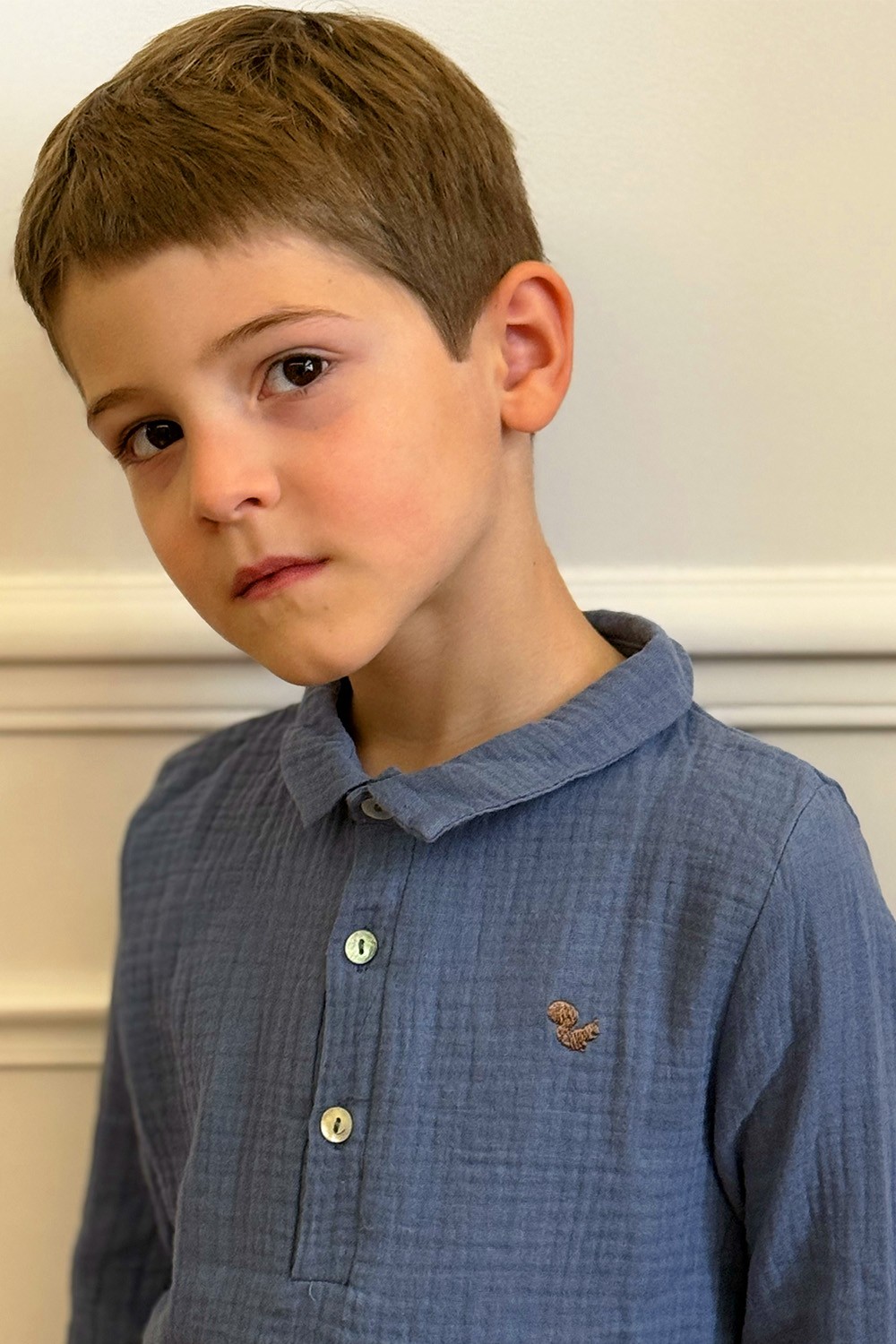 Narcisse boy's winter bleue shirt