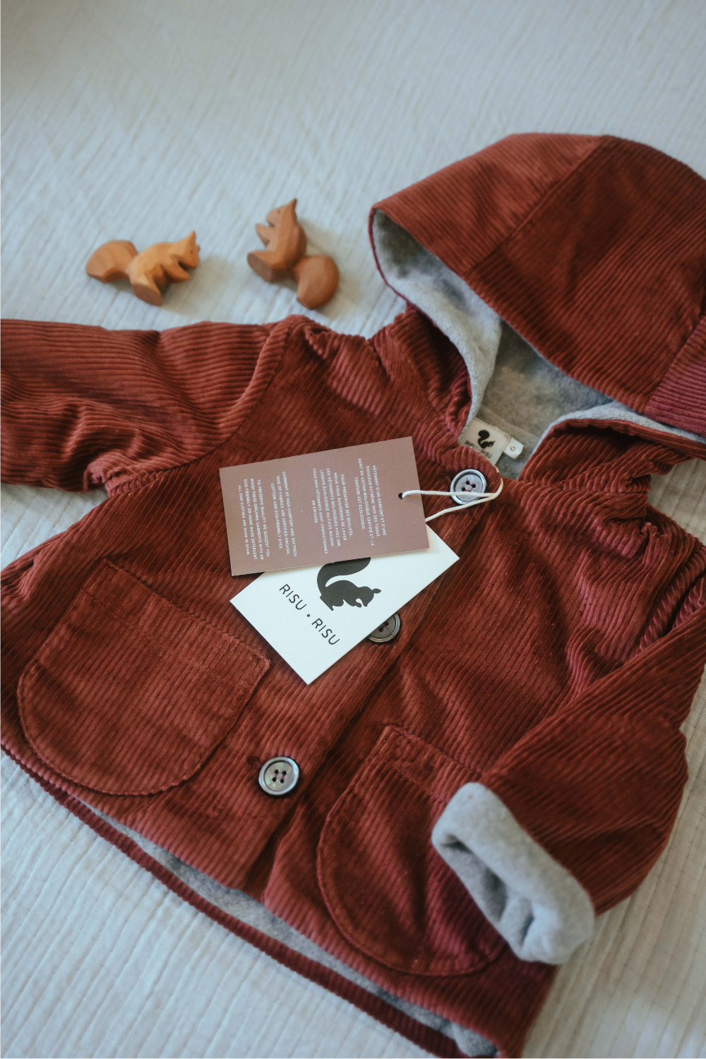 Little baby coat in Fig red velvet