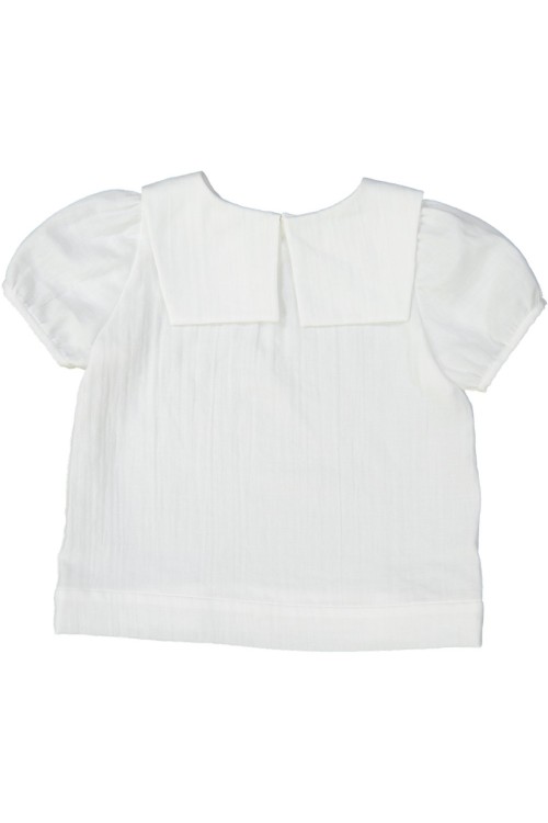 Organic cotton Xenia blouse and its balloon collar